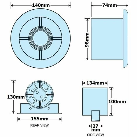 Manrose 100mm In-Line Bathroom Extraction Fan Kit with LED Lamp LEDSLCFDTCN