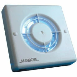 Manrose 4.8W Quiet Axial Bathroom Extractor Fan With Pullcord Switch